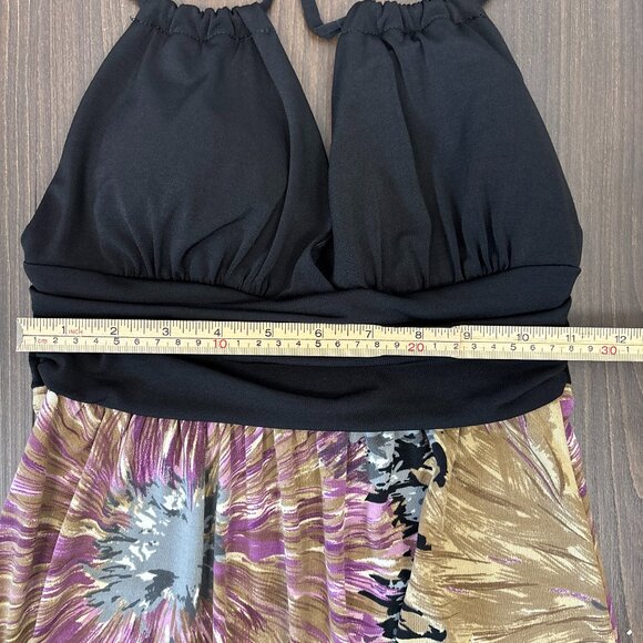 Pretty Good Halter Maxi Dress Women’s Small Black Multicolor Floral Empire Waist - Picture 10 of 13